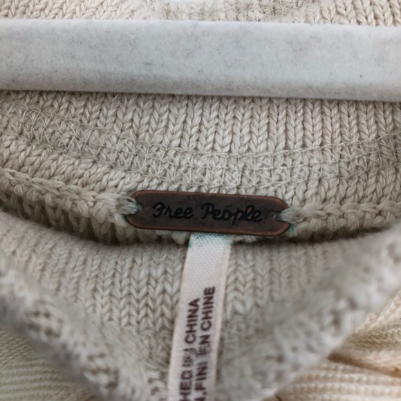 Free People Cream & Green Striped Oversized Cozy Knit Sweater - Picture 6 of 9